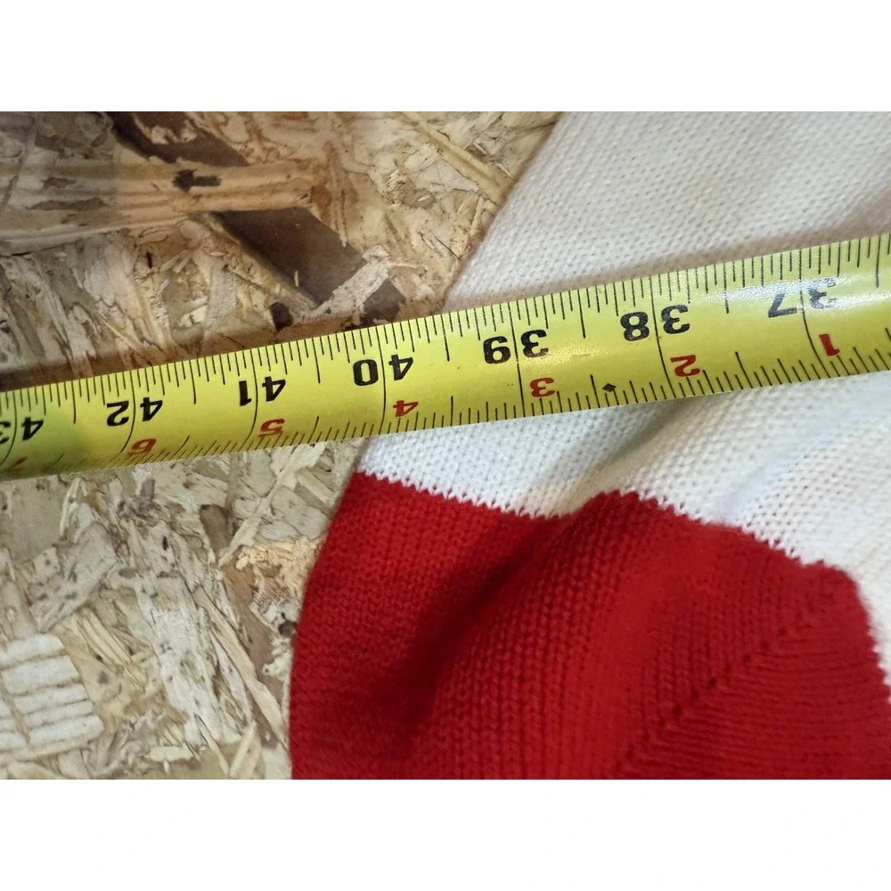 Vintage‎ Christmas Knit Stocking With Pom Poms Bears And Trees 36